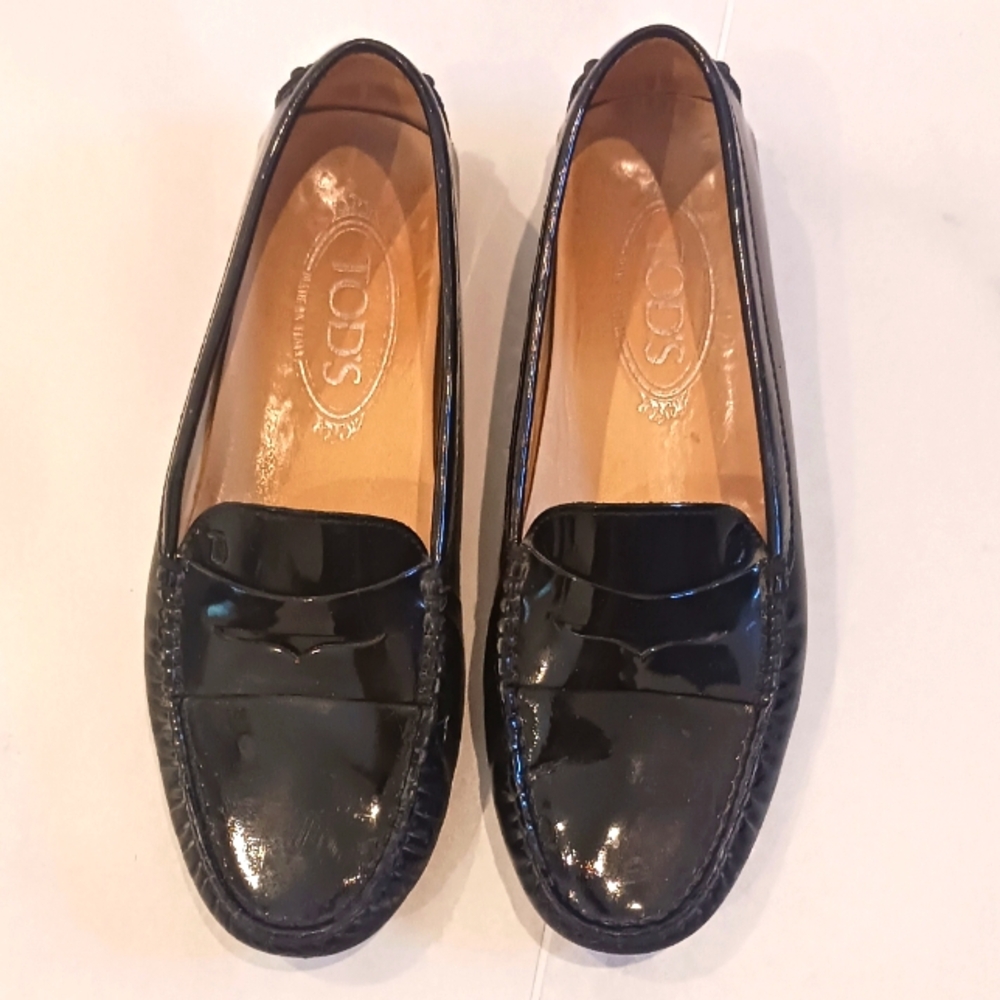 Tod's Black Patent Leather Loafers